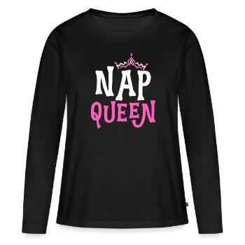 Nap Queen Schlafen Müde Schönheitsschlaf Schlaflos - Frauen Premium Bio Langarmshirt - Schwarz - Vorne - Julia (174cm)