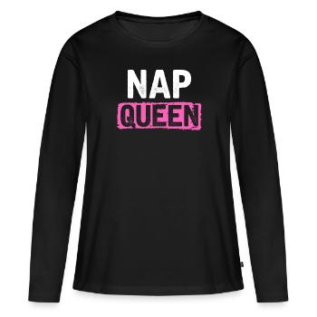 Nap Queen Schlafen Müde Schönheitsschlaf Schlaflos - Frauen Premium Bio Langarmshirt - Schwarz - Vorne - Julia (174cm)