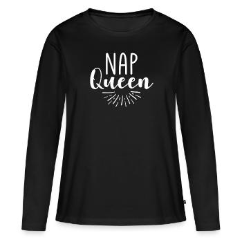 Nap Queen Schlafen Müde Schönheitsschlaf Schlaflos - Frauen Premium Bio Langarmshirt - Schwarz - Vorne - Julia (174cm)