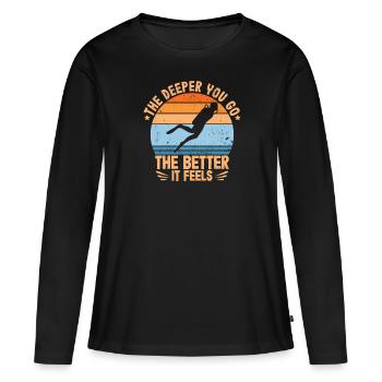 Taucher tieftauchen tauchen gehen im wasser - Frauen Premium Bio Langarmshirt - Schwarz - Vorne - Julia (174cm)