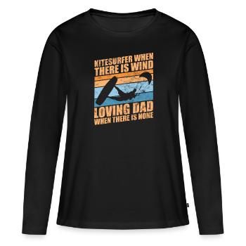 Kitesurfer papa vatertag kitesurfing outfit - Frauen Premium Bio Langarmshirt - Schwarz - Vorne - Julia (174cm)