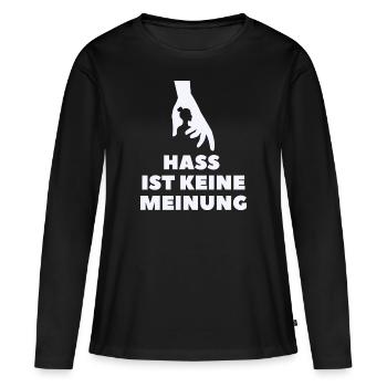 Hass ist keine Meinung Silhouette PLBT - Frauen Premium Bio Langarmshirt - Schwarz - Vorne - Julia (174cm)