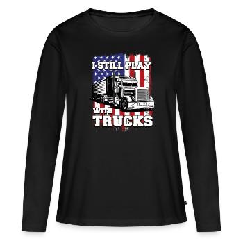 Je joue toujours avec Truck Driver Long-Distance Driver - T-shirt manches longues Premium bio Femme - noir - Devant - Julia (174cm)