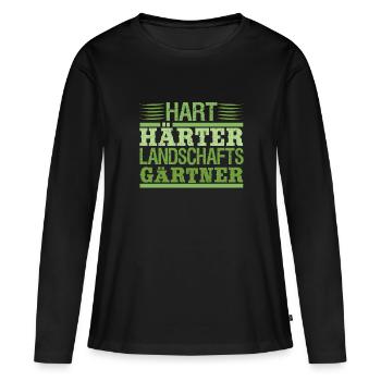 Hart Härter Landschaftsgärtner | Hobbygärtner - Frauen Premium Bio Langarmshirt - Schwarz - Vorne - Julia (174cm)