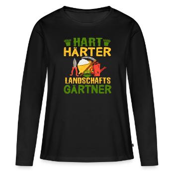 Hart Härter Landschaftsgärtner | Gartenarbeit - Frauen Premium Bio Langarmshirt - Schwarz - Vorne - Julia (174cm)