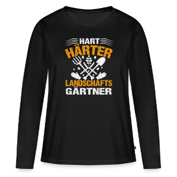 Hart Härter Landschaftsgärtner | Gartenbau - Frauen Premium Bio Langarmshirt - Schwarz - Vorne - Julia (174cm)