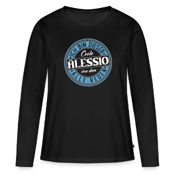 Alessio Geschenkidee Geschenk Geburtstag - Frauen Premium Bio Langarmshirt - Schwarz - Vorne - Julia (174cm)