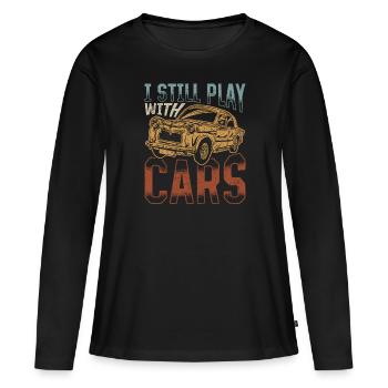 Je joue toujours avec des voitures - PS lovers - T-shirt manches longues Premium bio Femme - noir - Devant - Julia (174cm)