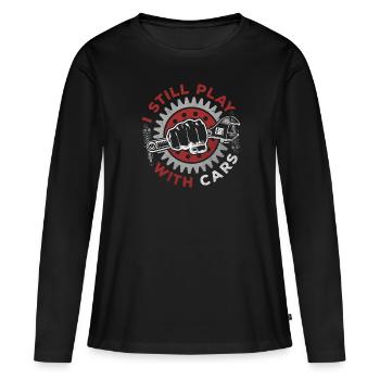 Je joue toujours avec des voitures - PS lovers - T-shirt manches longues Premium bio Femme - noir - Devant - Julia (174cm)