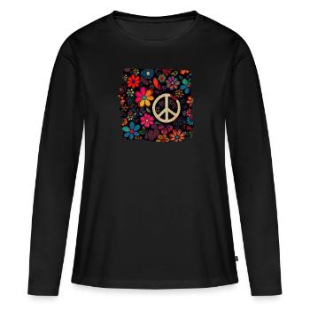 Hippie Festival Love Vintage Peace Sign - T-shirt manches longues Premium bio Femme - noir - Devant - Julia (174cm)