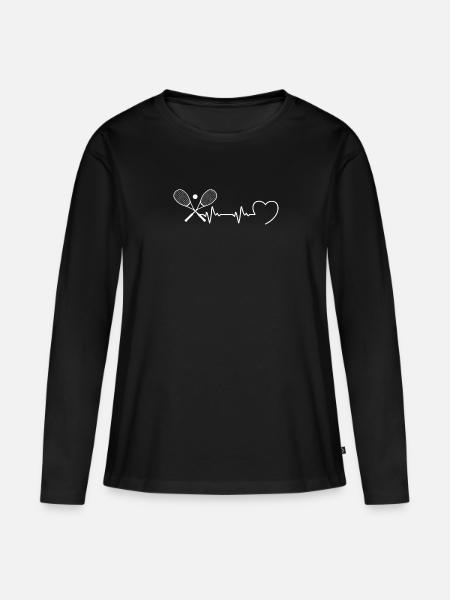 Herzschlag Squash Mann Humor Geschenkidee - Frauen Premium Bio Langarmshirt - Schwarz
