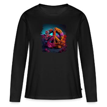 Hippie Festival Love Vintage Peace Sign - T-shirt manches longues Premium bio Femme - noir - Devant - Julia (174cm)