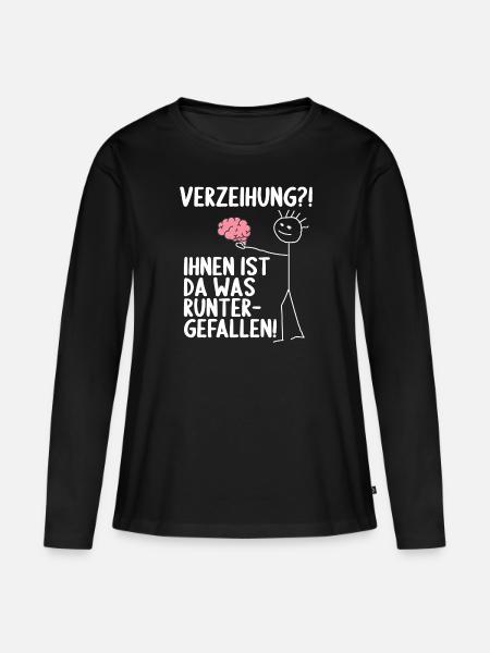 Dir ist da was runtergefallen Gehirn - Frauen Premium Bio Langarmshirt - Schwarz
