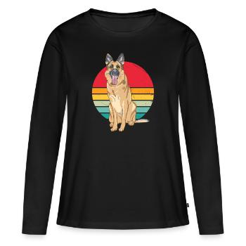 German Shepherd retro Berger allemand - T-shirt manches longues Premium bio Femme - noir - Devant - Julia (174cm)