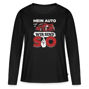 Ma voiture et moi, nous sommes SO - PS amoureux - T-shirt manches longues Premium bio Femme - noir - Devant - Julia (174cm)