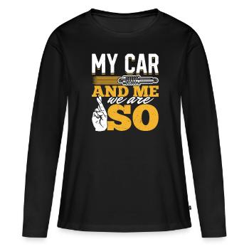 Mein Auto und ich , wir sind SO - PS Liebhaber - Frauen Premium Bio Langarmshirt - Schwarz - Vorne - Julia (174cm)