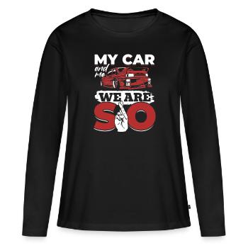 Ma voiture et moi, nous sommes SO - PS amoureux - T-shirt manches longues Premium bio Femme - noir - Devant - Julia (174cm)