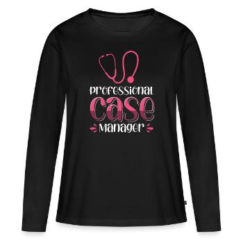 Gestionnaire de cas professionnel - T-shirt manches longues Premium bio Femme - noir - Devant - Julia (174cm)