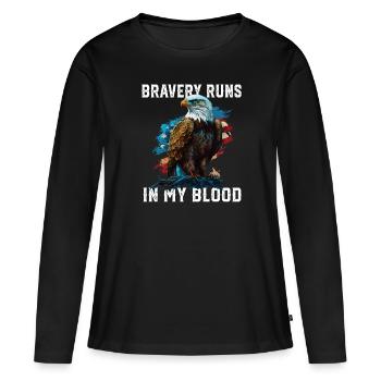 La bravoure coule dans mon sang Patriotisme Patriotique - T-shirt manches longues Premium bio Femme - noir - Devant - Julia (174cm)