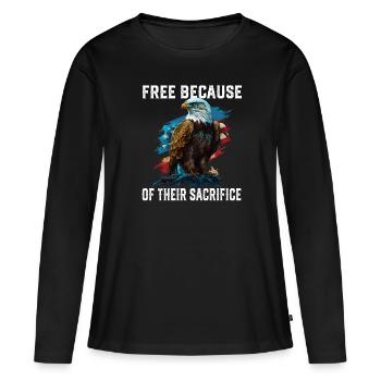 Libres à cause de leur sacrifice Chauve américain - T-shirt manches longues Premium bio Femme - noir - Devant - Julia (174cm)