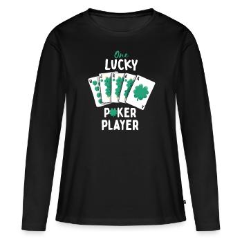Un joueur de poker chanceux Irlandais de la Saint-Patrick - T-shirt manches longues Premium bio Femme - noir - Devant - Julia (174cm)