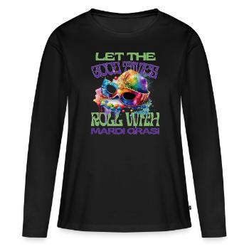 Que les bons moments commencent - T-shirt manches longues Premium bio Femme - noir - Devant - Julia (174cm)