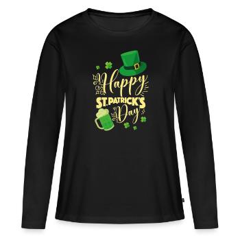 Bonne Saint-Patrick Boire - T-shirt manches longues Premium bio Femme - noir - Devant - Julia (174cm)