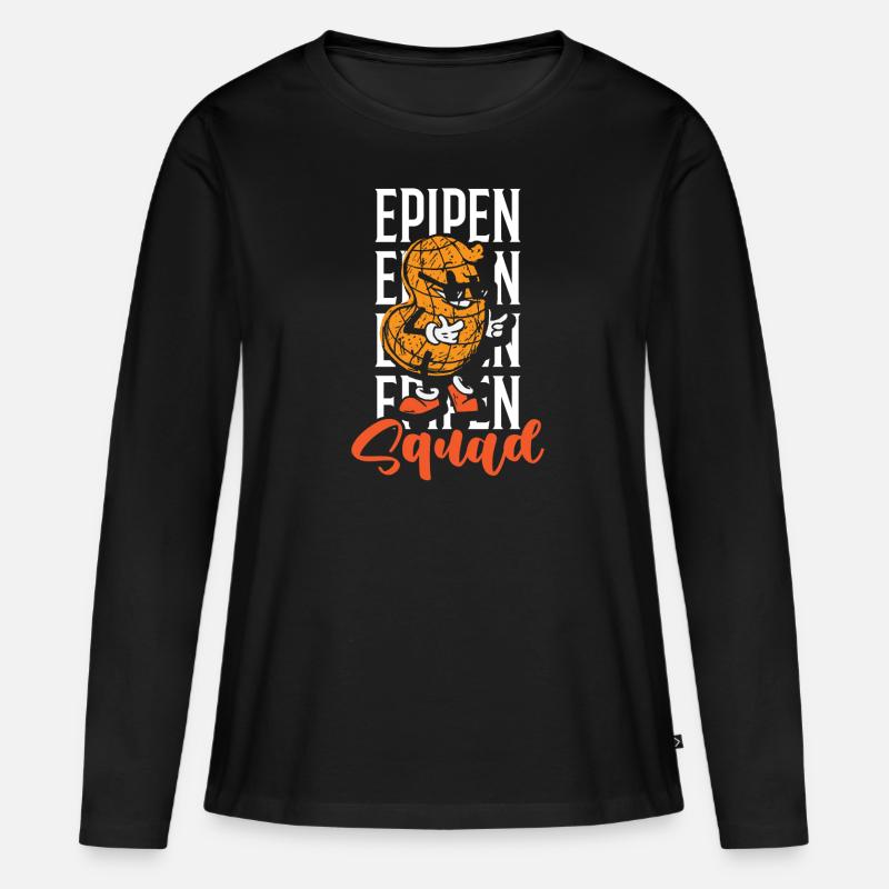 Epipen-kader Erdnuss-allergie Erdnuss-allergiker - Frauen Premium Bio Langarmshirt - Schwarz