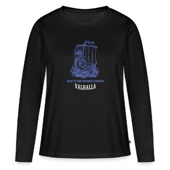 Prêt à rejoindre les dieux d’Asgard au Valhalla - T-shirt manches longues Premium bio Femme - noir - Devant - Julia (174cm)