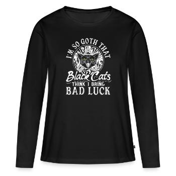 Je suis tellement gothique que les chats noirs pensent que j’apporte de la malchance - T-shirt manches longues Premium bio Femme - noir - Devant - Julia (174cm)