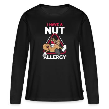 Ich Habe Eine Nuss Allergie Erdnuss Allergisch - Frauen Premium Bio Langarmshirt - Schwarz - Vorne - Julia (174cm)