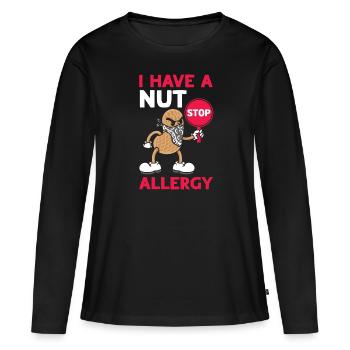 Ich Habe Eine Nuss Allergie Erdnuss Allergisch - Frauen Premium Bio Langarmshirt - Schwarz - Vorne - Julia (174cm)