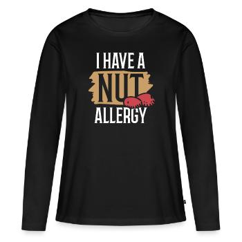 Ich Habe Eine Nuss Allergie Erdnuss Allergisch - Frauen Premium Bio Langarmshirt - Schwarz - Vorne - Julia (174cm)