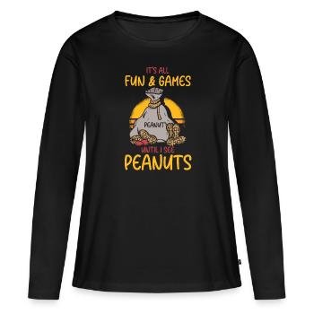 Tout est amusant et jeux jusqu’à ce que je cacahuètes - T-shirt manches longues Premium bio Femme - noir - Devant - Julia (174cm)