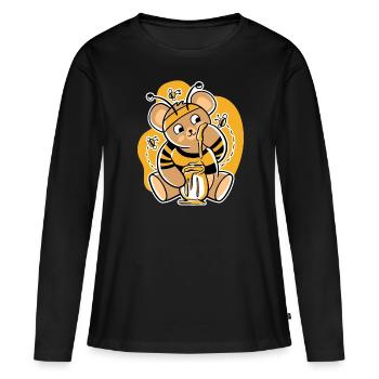 BEAR NIBBLES HONEY SWEET BEEKEEPER DESIGN - Women's Premium Organic Long Sleeve Shirt - black - Front - Julia (174cm)