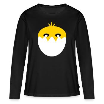Küken aus dem Ei - Frauen Premium Bio Langarmshirt - Schwarz - Vorne - Julia (174cm)