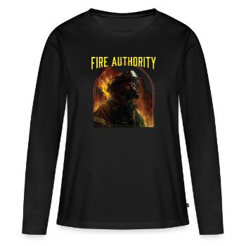 Autorité d’incendie Service d’incendie Pompier Pompier - T-shirt manches longues Premium bio Femme - noir - Devant - Julia (174cm)