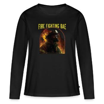 Lutte contre l’incendie Bae Pompiers Secours Lutte contre l’incendie - T-shirt manches longues Premium bio Femme - noir - Devant - Julia (174cm)