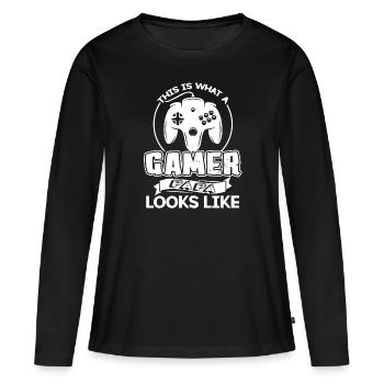 Gamer Gamer Papa - Women's Premium Organic Long Sleeve Shirt - black - Front - Julia (174cm)