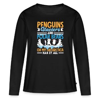 Expédition des glaciers et des ours polaires des pingouins - T-shirt manches longues Premium bio Femme - noir - Devant - Julia (174cm)
