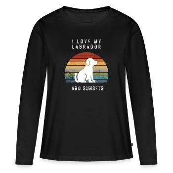 I love my Labrador and Sunsets - Women's Premium Organic Long Sleeve Shirt - black - Front - Julia (174cm)