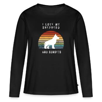 I love my shepherd and Sunsets - Women's Premium Organic Long Sleeve Shirt - black - Front - Julia (174cm)