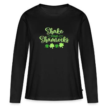 Lustige Irische Saint Patricks Day Shake Your - Frauen Premium Bio Langarmshirt - Schwarz - Vorne - Julia (174cm)