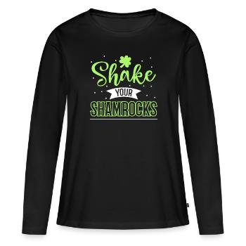 Lustige Irische Saint Patricks Day Shake Your - Frauen Premium Bio Langarmshirt - Schwarz - Vorne - Julia (174cm)
