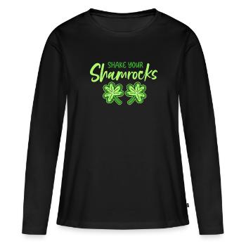Lustige Irische Saint Patricks Day Shake Your - Frauen Premium Bio Langarmshirt - Schwarz - Vorne - Julia (174cm)