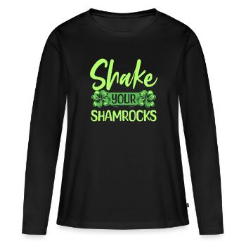 Lustige Irische Saint Patricks Day Shake Your - Frauen Premium Bio Langarmshirt - Schwarz - Vorne - Julia (174cm)