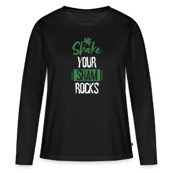Lustige Irische Saint Patricks Day Shake Your - Frauen Premium Bio Langarmshirt - Schwarz - Vorne - Julia (174cm)
