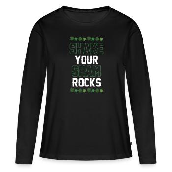 Lustige Irische Saint Patricks Day Shake Your - Frauen Premium Bio Langarmshirt - Schwarz - Vorne - Julia (174cm)
