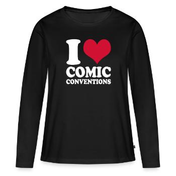 Comic Fair J’adore les conventions de la bande dessinée - T-shirt manches longues Premium bio Femme - noir - Devant - Julia (174cm)