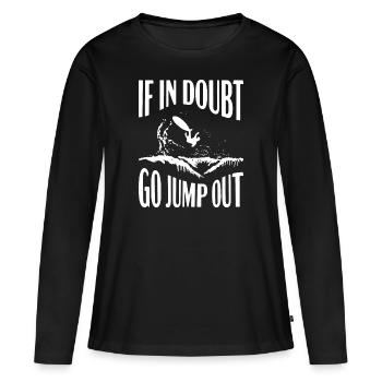 Welle Sprung Surf Shirt Design - Frauen Premium Bio Langarmshirt - Schwarz - Vorne - Julia (174cm)